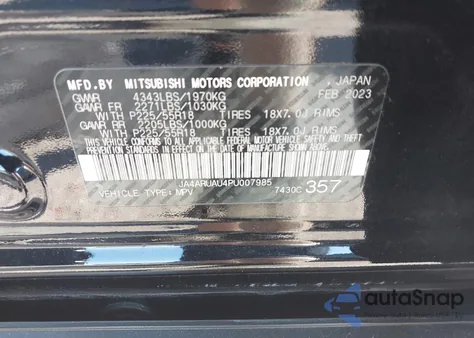 2023 Mitsubishi Outlander Sport 2.0 Se Awc z USA, uszkodzony, nr VIN JA4ARUAU4PU007985